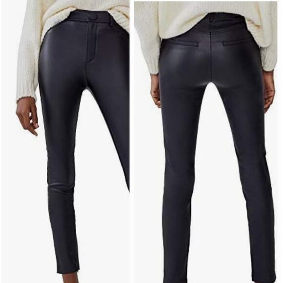 NWOT Zara Women's Black Wax Finish Skinny Leggings Size Small - Picture 1 of 6